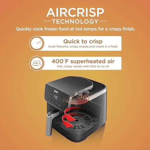 Ninja Air Fryer with Air Crisp 5 QT Capacity fits up to 4lbs of Fries 4-in-1 Pro Air Fry, Roast, Reheat, Dehydrate 400°F Max Temp 1750 Watts W/Nons... image 3