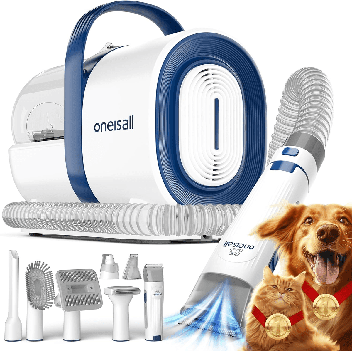 oneisall 7-in-1 Pet Grooming Vacuum Kit