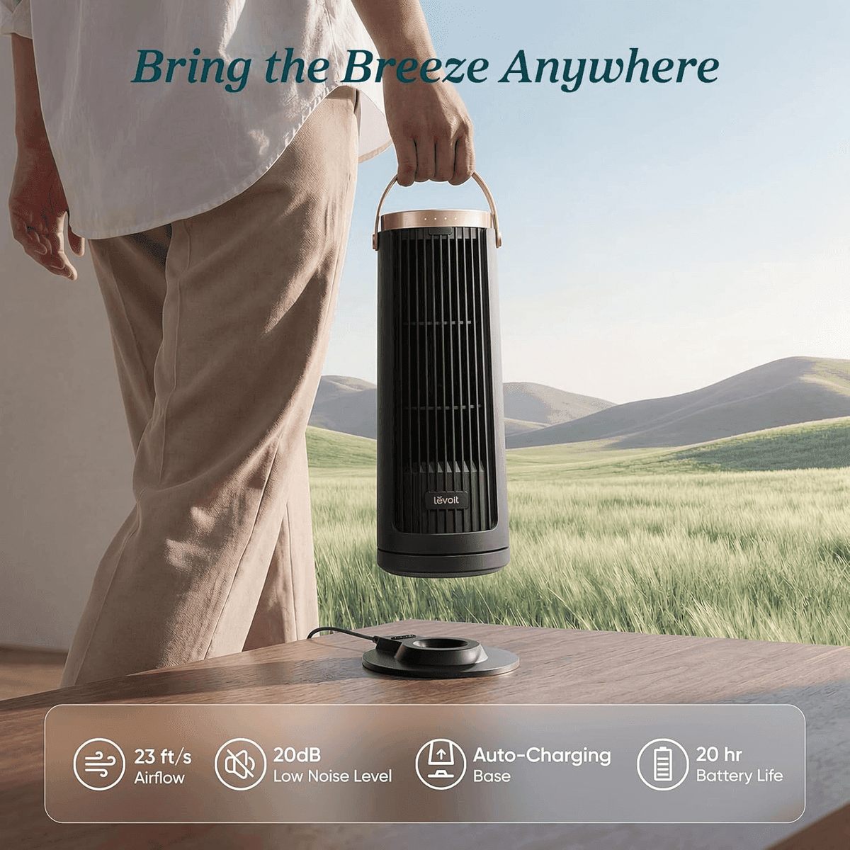 Levoit Windi Mini Pro Rechargeable Tower Fan image 2