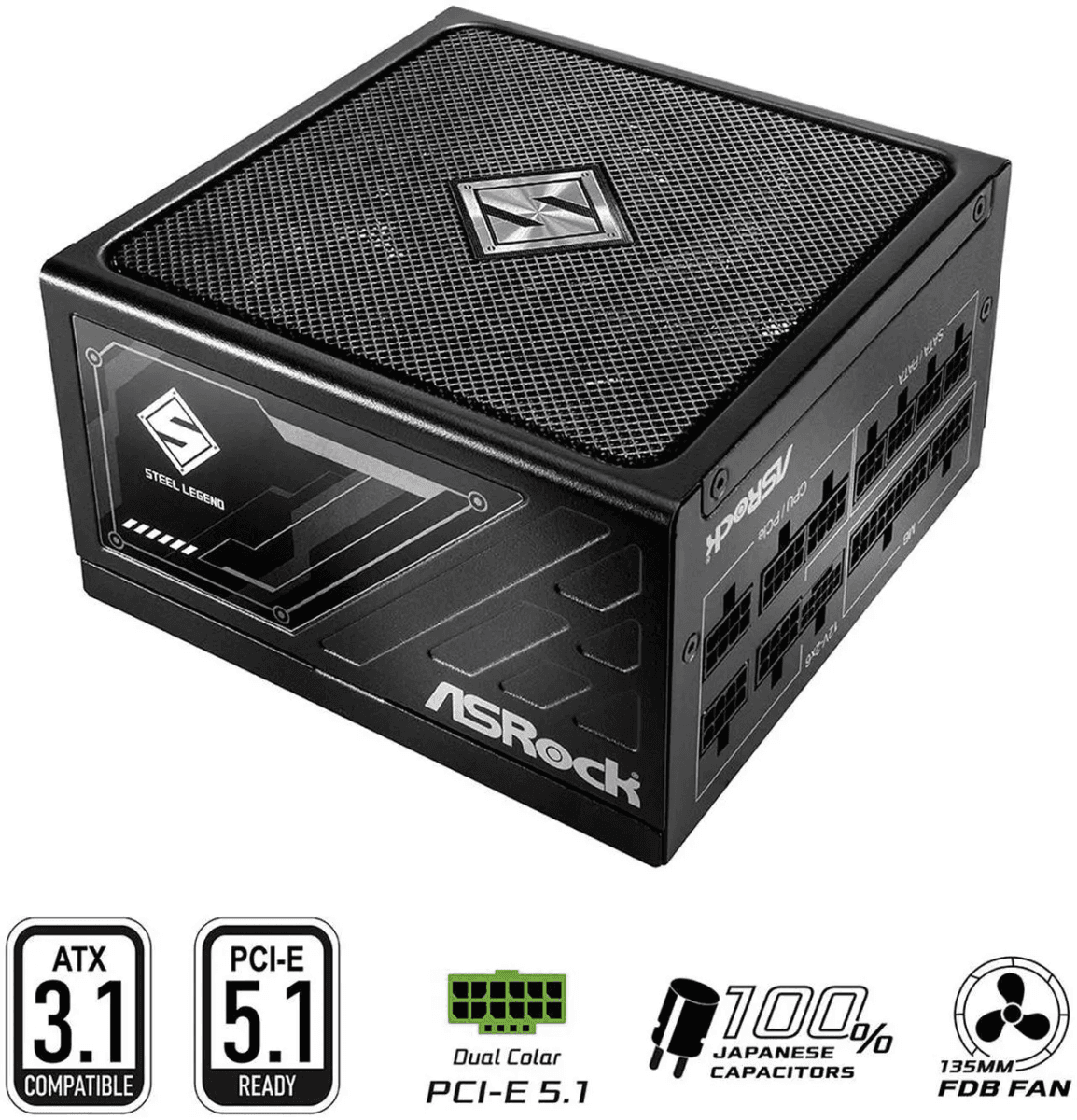 ASRock Steel Legend SL-1000G 1000W Fully Modular ATX 3.1 Power Supply