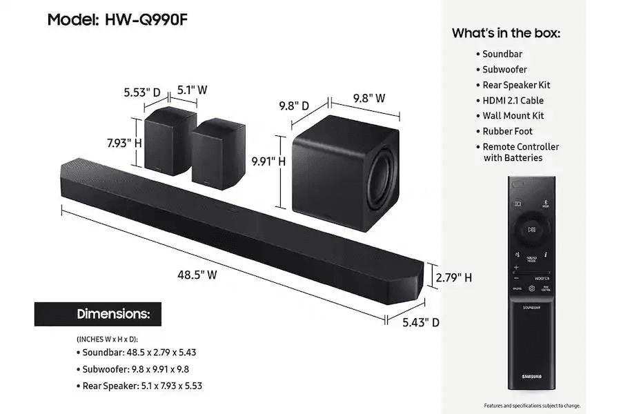 Samsung HW-Q990F 11.1.4-Channel Soundbar System, Graphite Black image 5