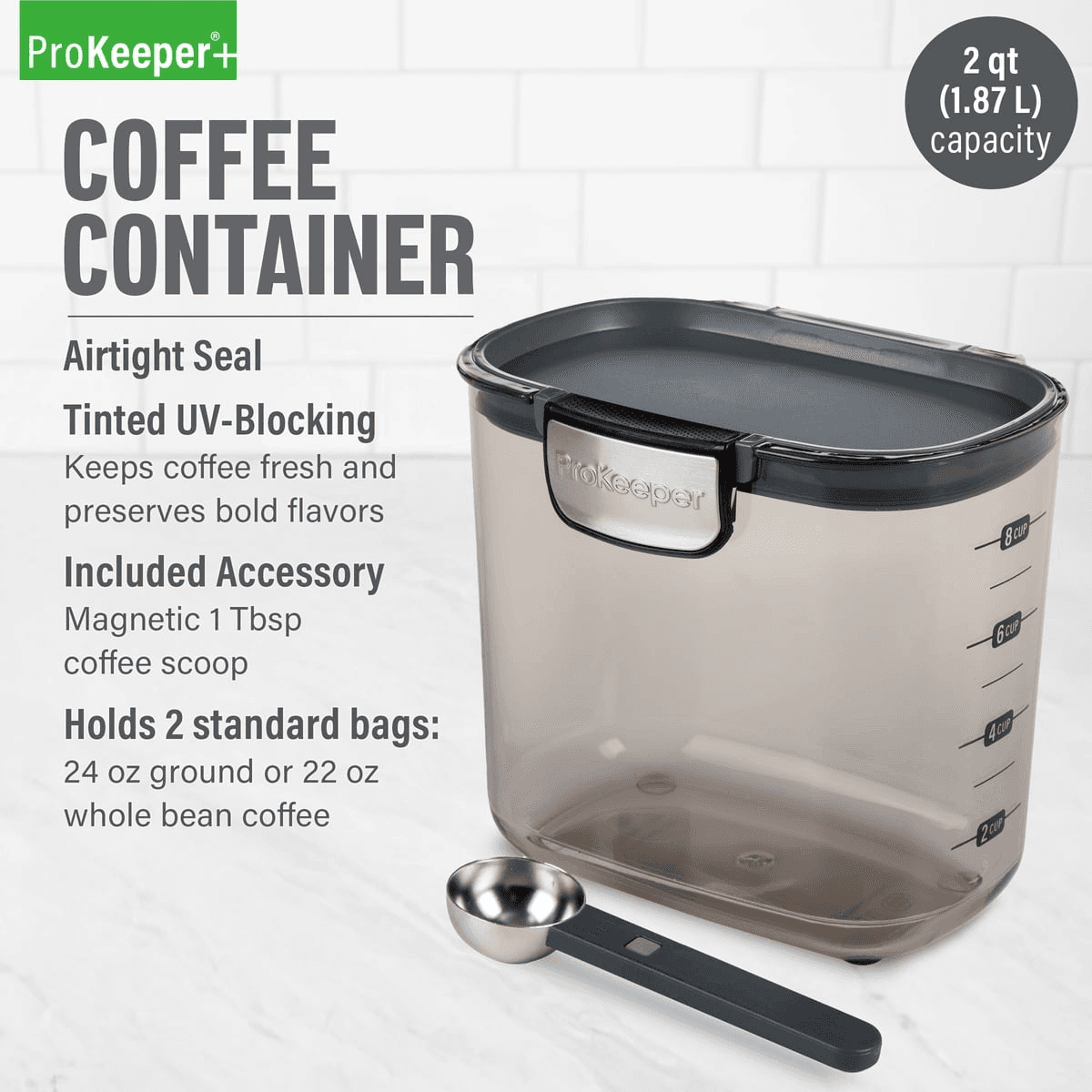 ProKeeper+ Airtight Coffee Storage Container with Magnetic Scoop image 2