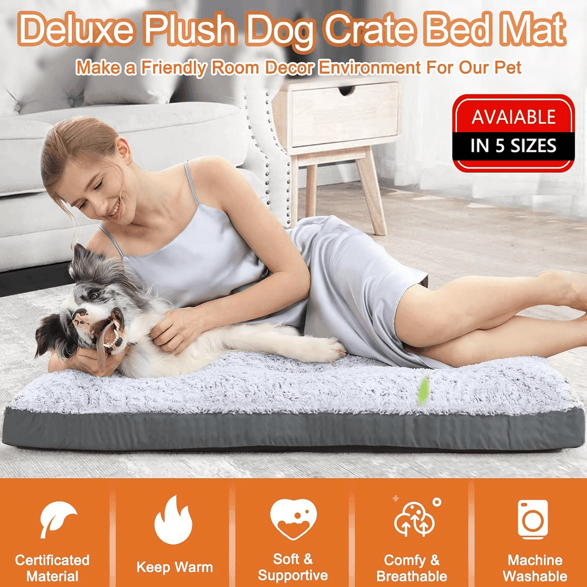 POCBLUE 35-Inch Washable Dog Crate Bed for $18.99 image 2