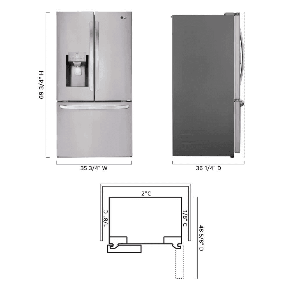 LG 36 in. 28 cu. ft. 3-Door French Door Refrigerator LHFS28XBS image 4