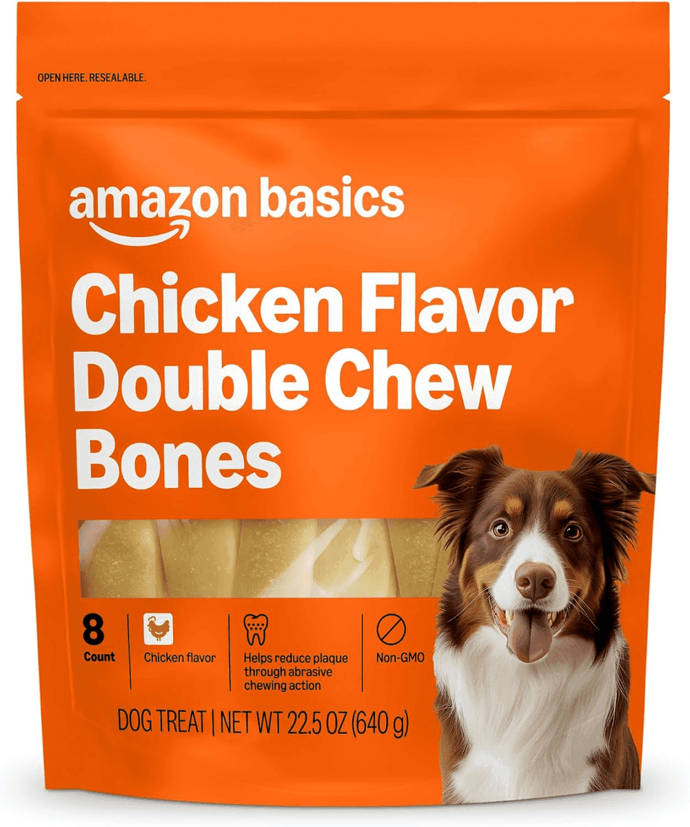 Amazon Basics Double Chew Bone Dog Treats - Chicken, 8 Count