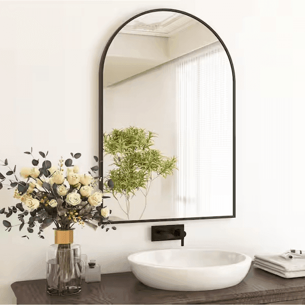 XRAMFY 24 x 36 in Black Arched Wall Mirror