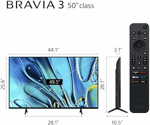 Sony 50-Inch Class 4K Ultra HD BRAVIA 3 LED Smart TV with Google TV, Dolby Vision HDR, and Exclusive Features for PlayStation®5 (K-50S30) image 3