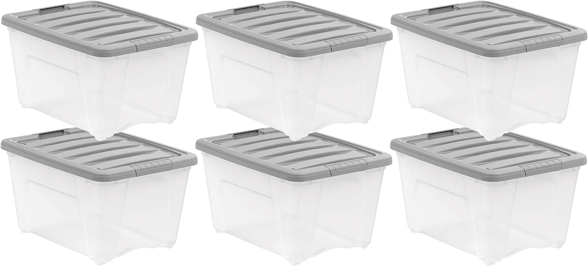 Amazon Basics 32-Quart Storage Bins with Latching Lids – 6 Pack