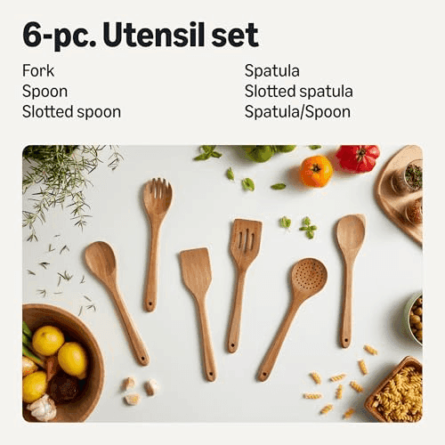 Amazon Basics 6-Piece Acacia Wood Utensil Set for $16.12 image 2