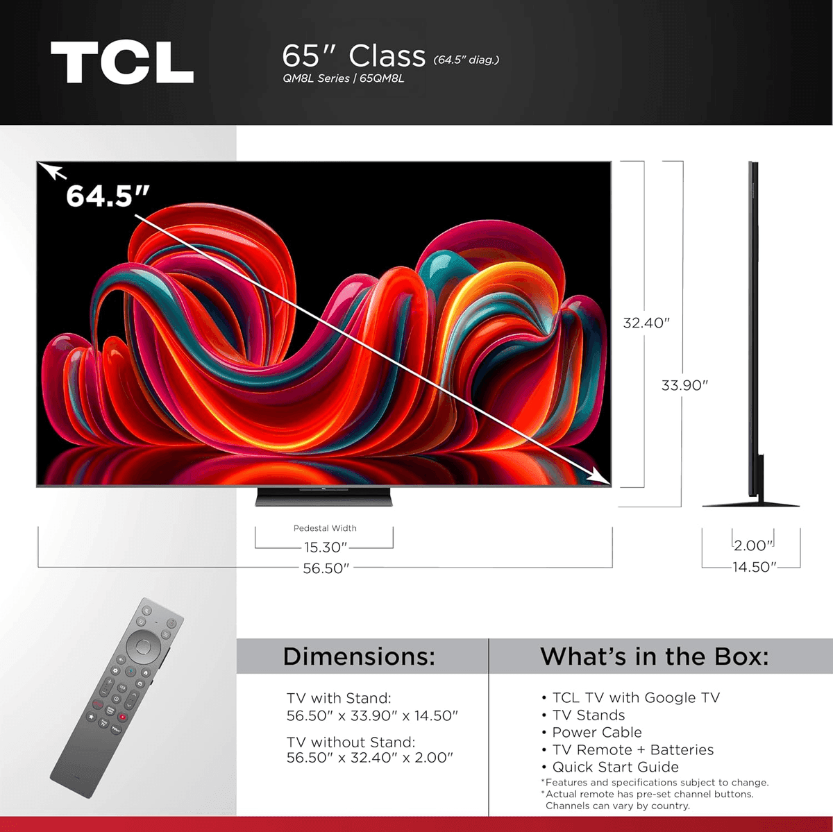 TCL 65-inch QM8L SQD-Mini LED TV for $1,397.99 image 2