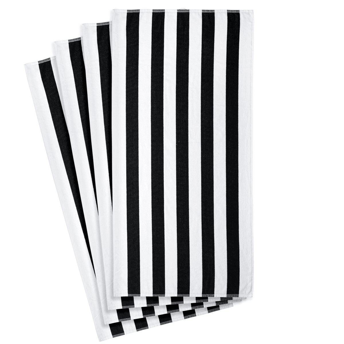 Mainstays Cabana Stripe Beach Towels 4-Pack - Black