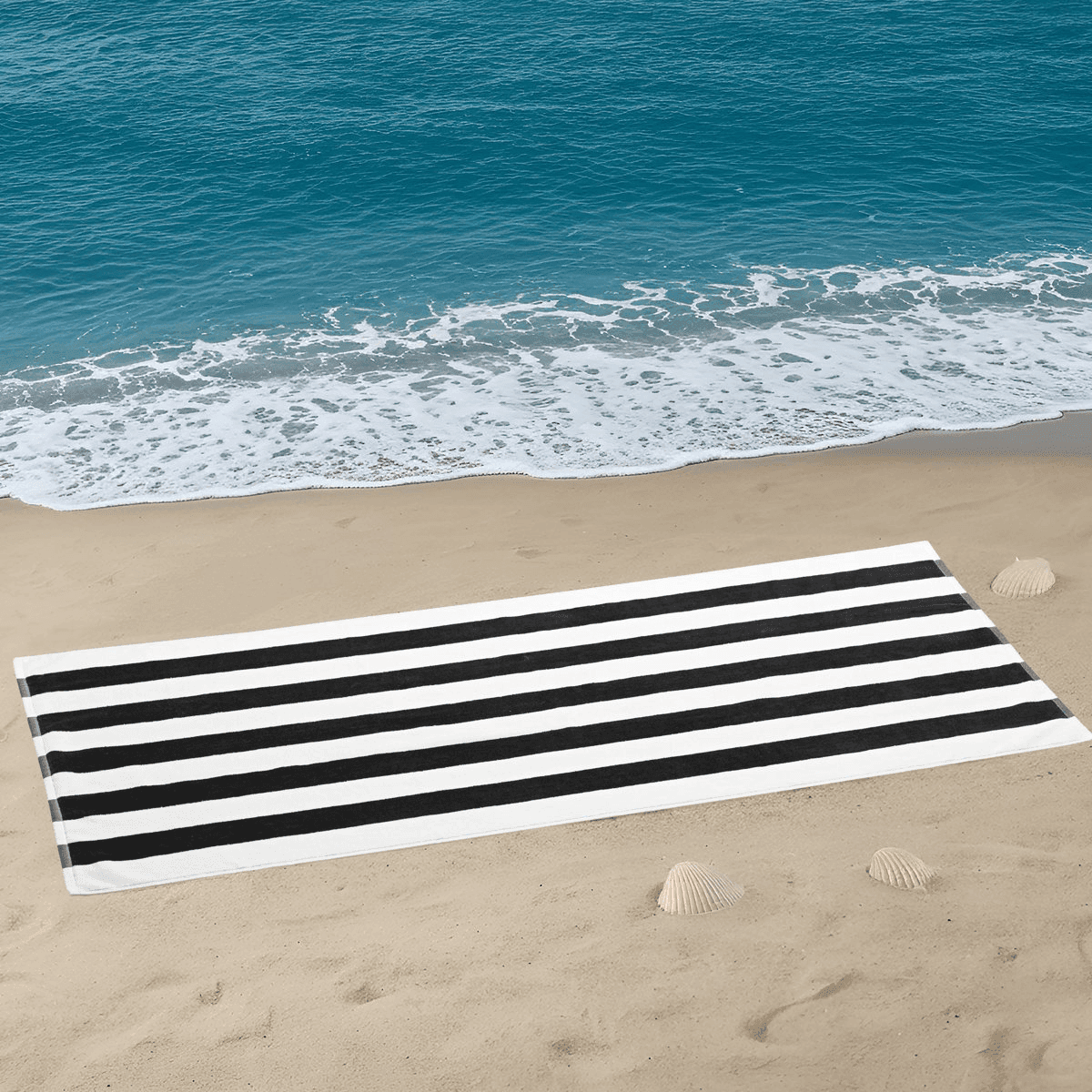 Mainstays Cabana Stripe Beach Towels 4-Pack - Black image 5