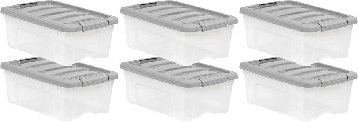 Amazon Basics 12-Quart Latching Storage Bins, Set of 6