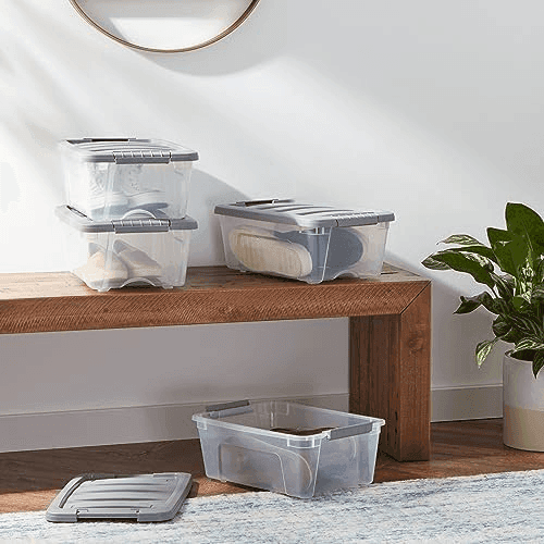 Amazon Basics 12-Quart Latching Storage Bins, Set of 6 image 2