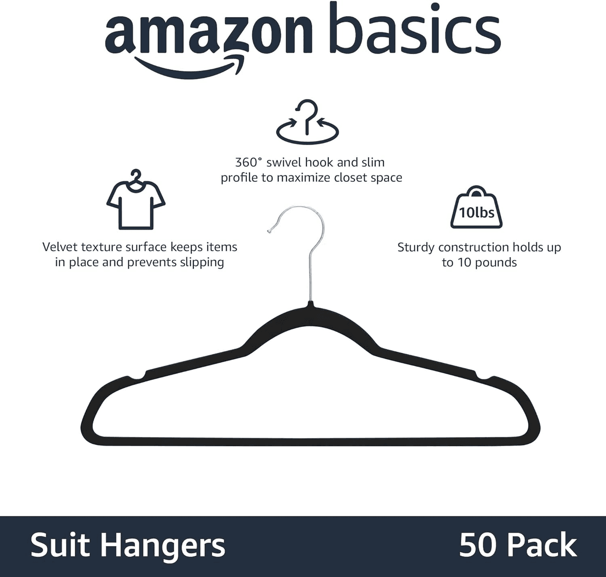 Amazon Basics Velvet Suit Hangers, 50 Pack image 2