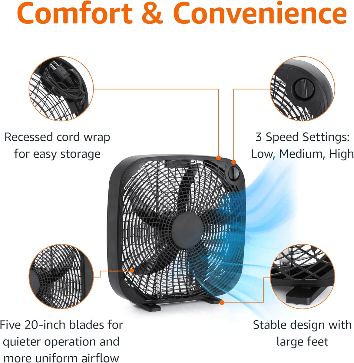 Amazon Basics 20-Inch 3-Speed Box Fan image 2