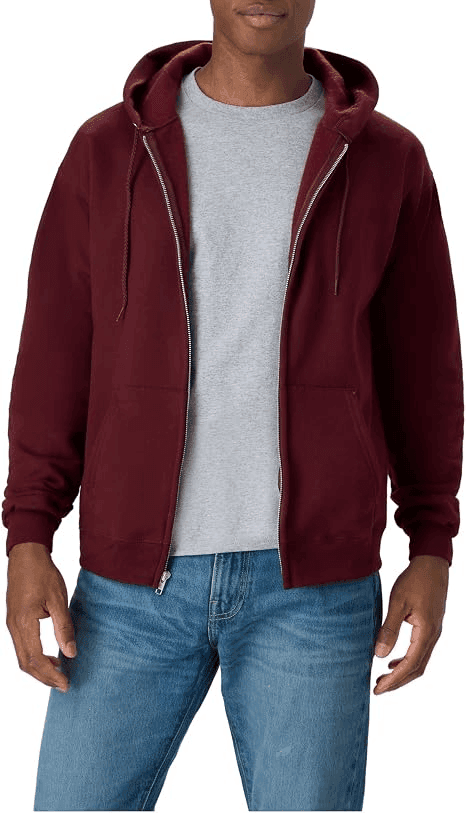 Hanes Men's EcoSmart Full-Zip Fleece Hoodie - Maroon, Large