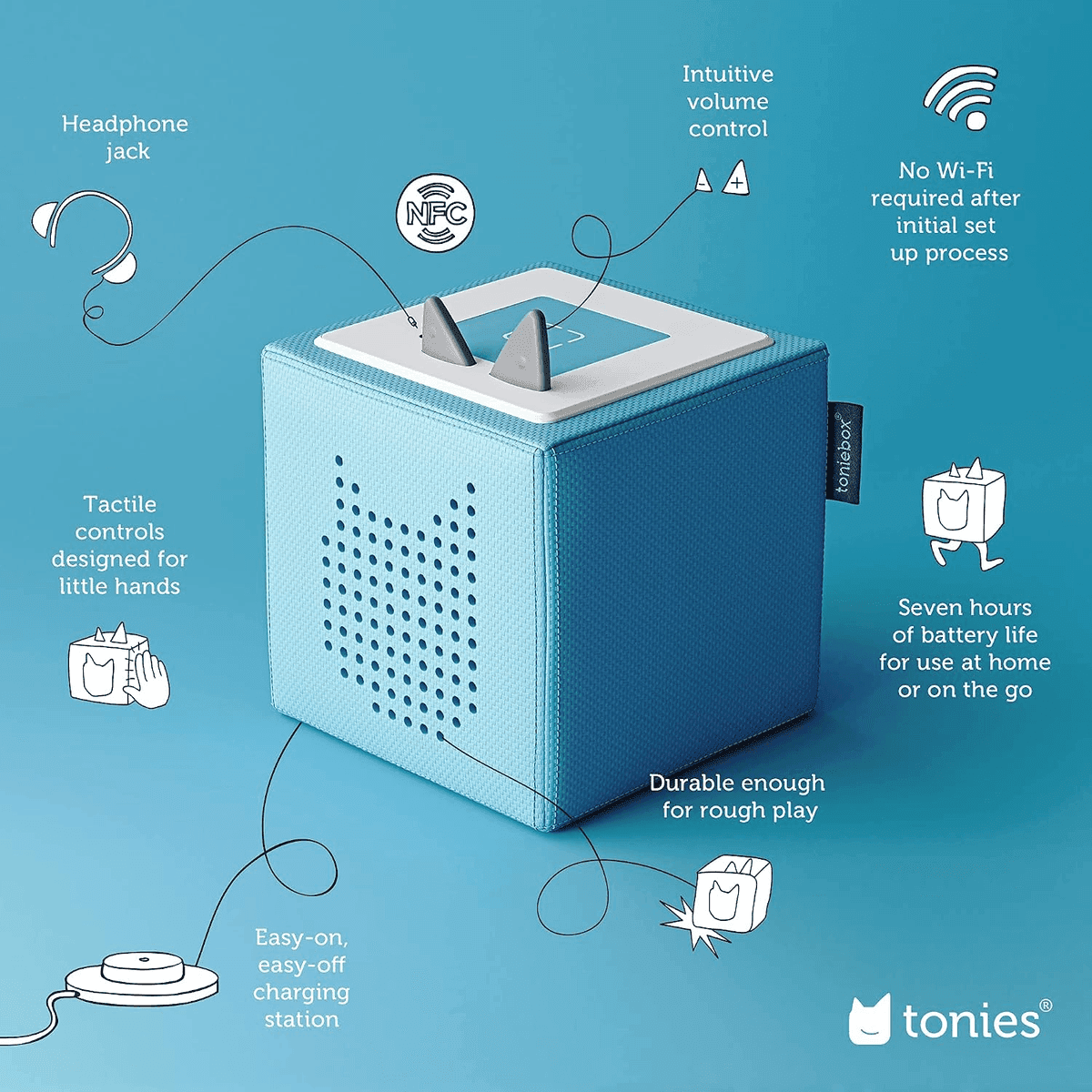 Toniebox 1 Audio Player Starter Set with Playtime Puppy, Light Blue image 3
