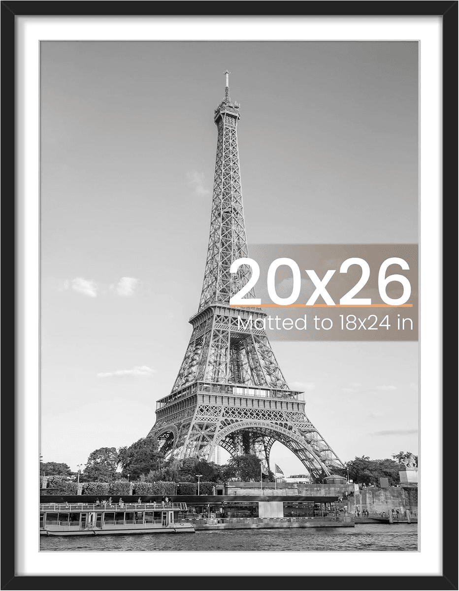 upsimples 20x26 Picture Frame with 18x24 Mat, Black