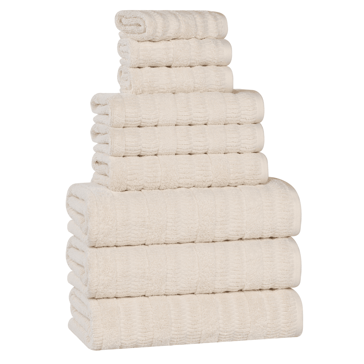 Superior Mika 9-Piece Ivory Cotton Quick Dry Bath Towel Set image 2
