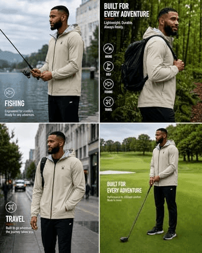 Spyder Men's Waterproof Rain Jacket, Stone Beige, Small image 5
