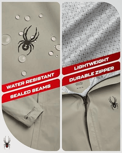Spyder Men's Waterproof Rain Jacket, Stone Beige, Small image 4