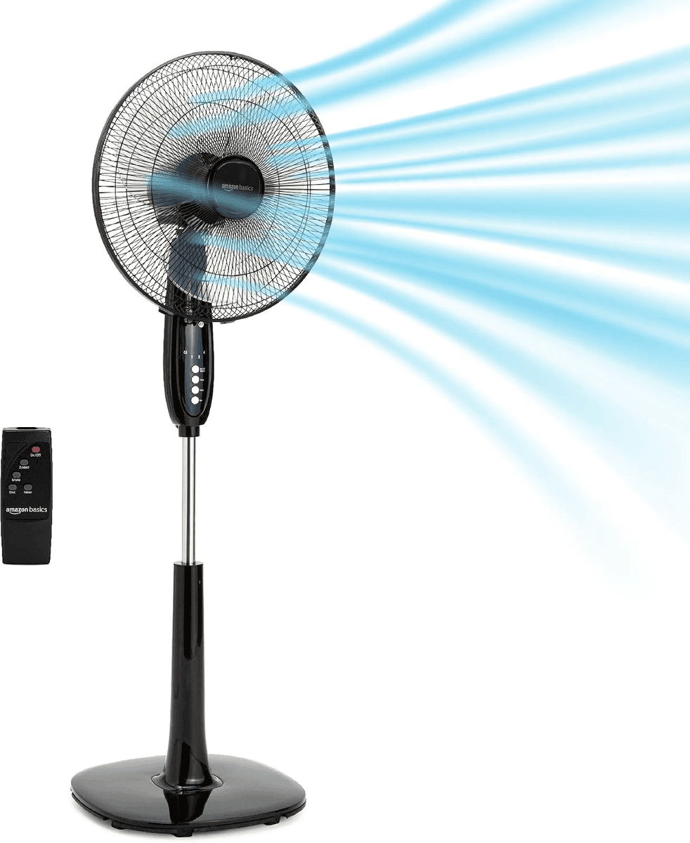 Amazon Basics 16-Inch Pedestal Fan with Remote, Black