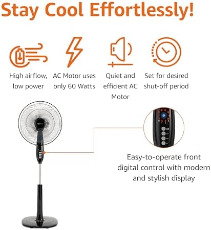 Amazon Basics 16-Inch Pedestal Fan with Remote, Black image 4