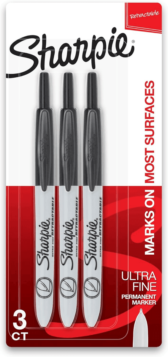 Sharpie Retractable Ultra Fine Point Permanent Markers - Black, 3 Count