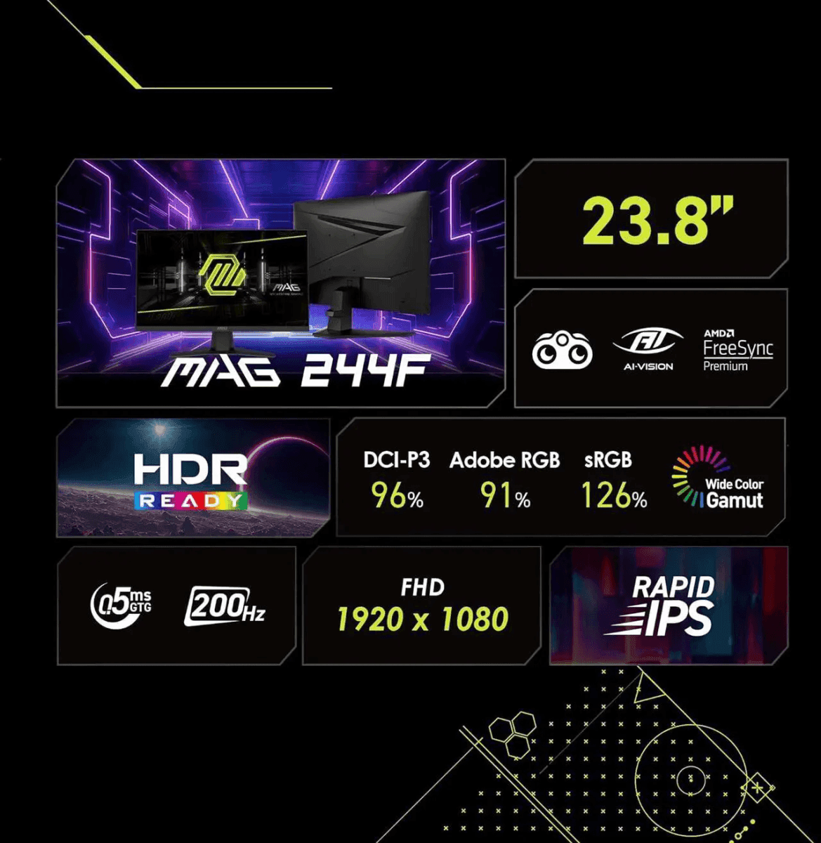 MSI MAG 244F 23.8-inch FHD 200Hz Rapid IPS Gaming Monitor image 5
