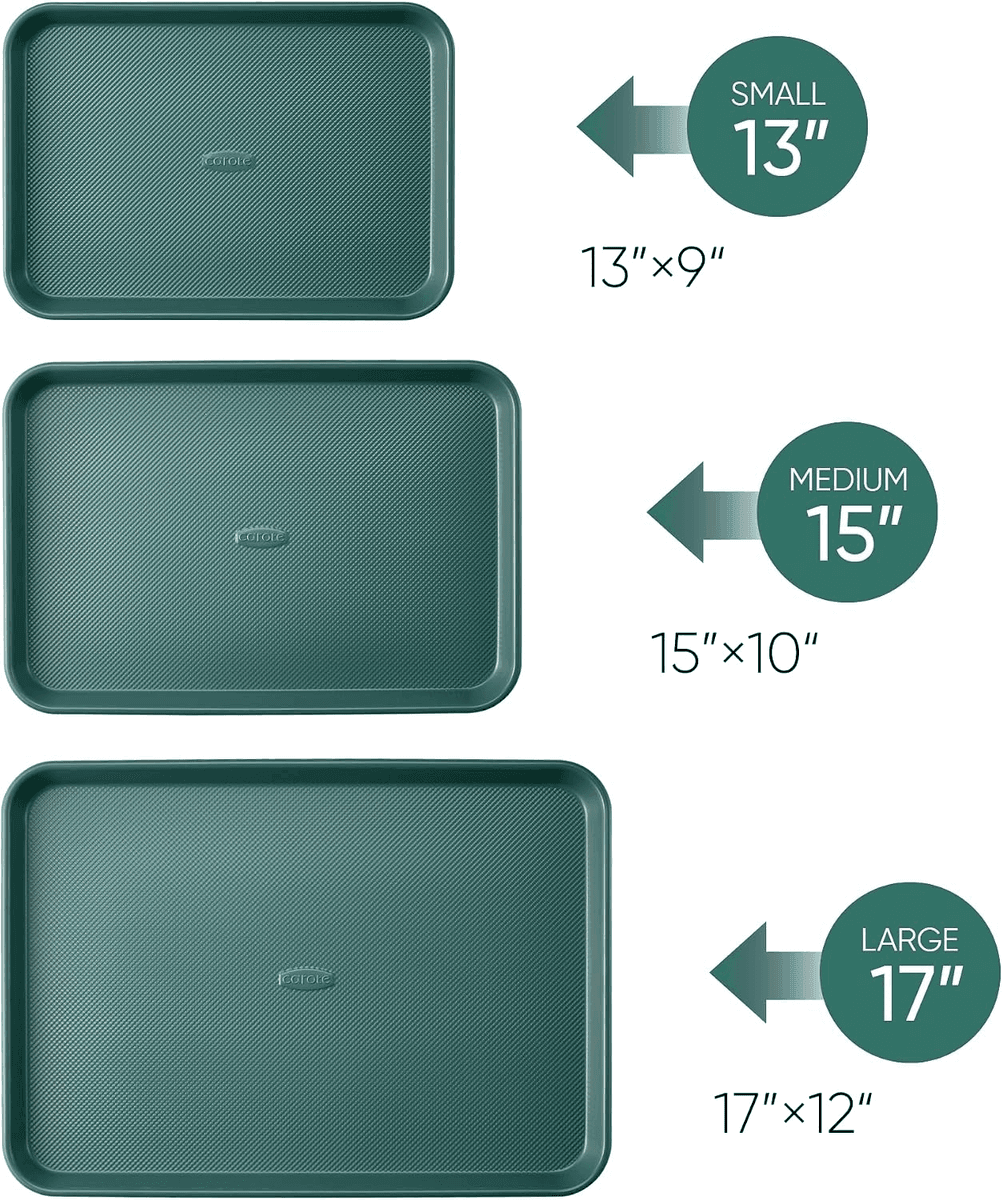 CAROTE 3-Piece Nonstick Baking Sheet Set - Olive Green image 2