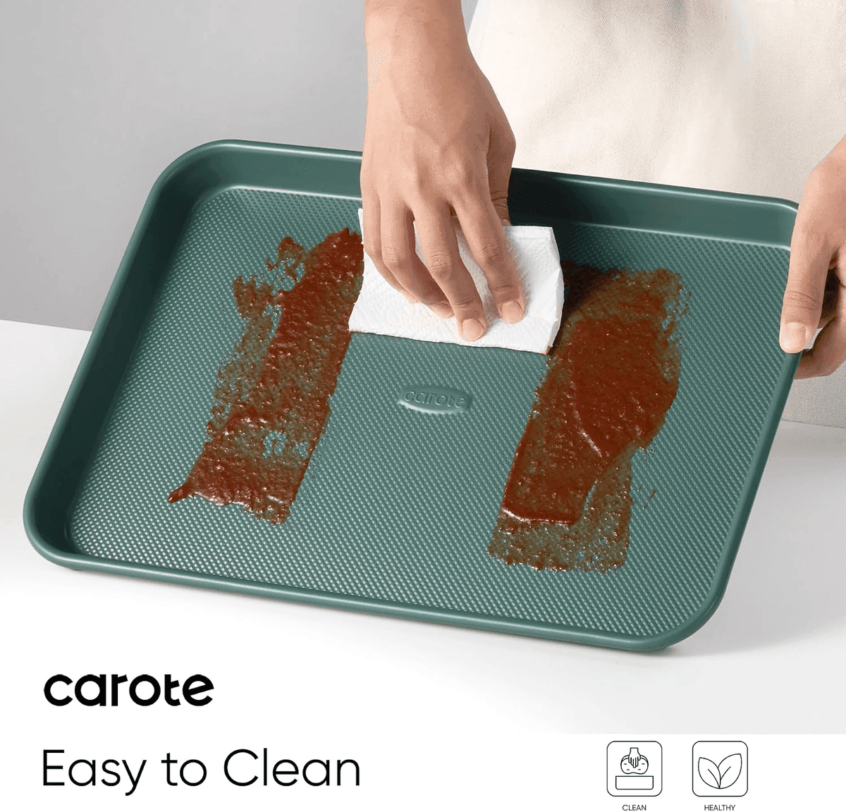 CAROTE 3-Piece Nonstick Baking Sheet Set - Olive Green image 3
