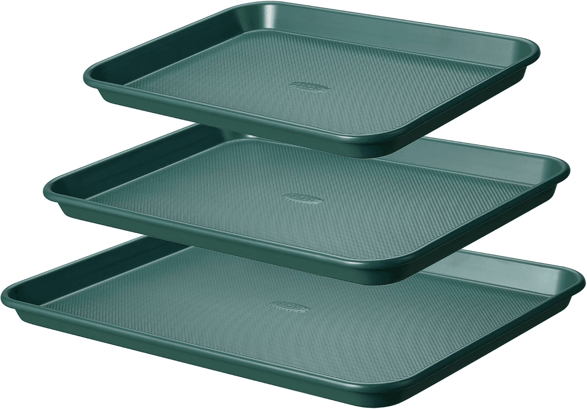 CAROTE 3-Piece Nonstick Baking Sheet Set - Olive Green