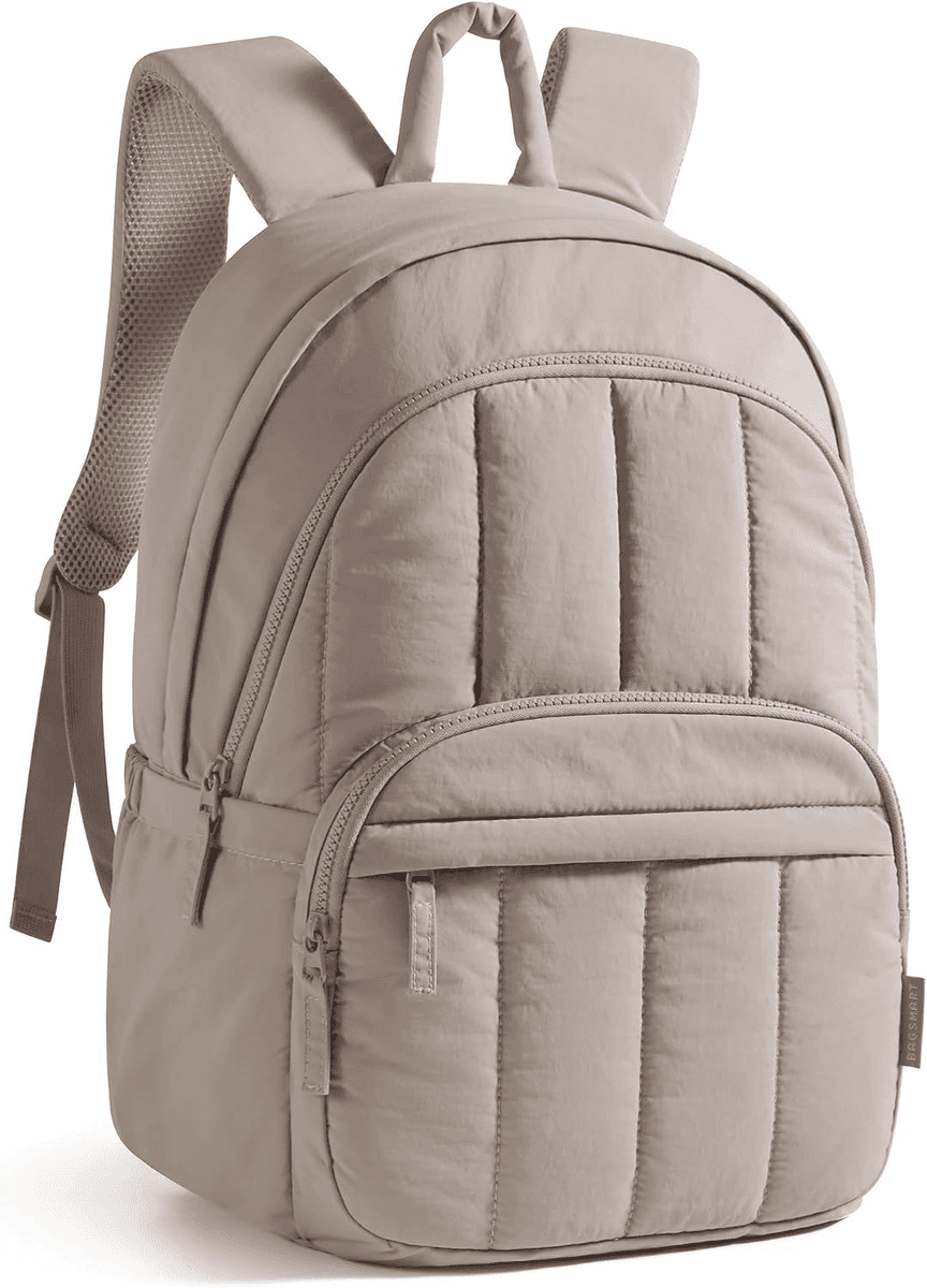 BAGSMART 15.6-Inch Quilted Laptop Backpack - Camel