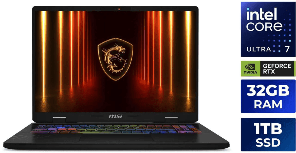 MSI Crosshair 16 HX AI Gaming Laptop with RTX 5060 for $1,624