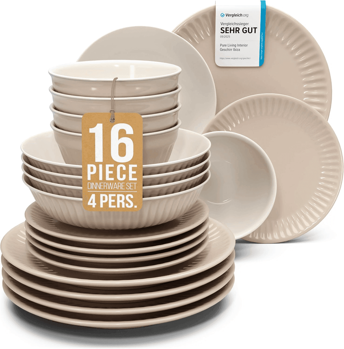 Pure Living 16-Piece Stoneware Dinnerware Set for $44.35