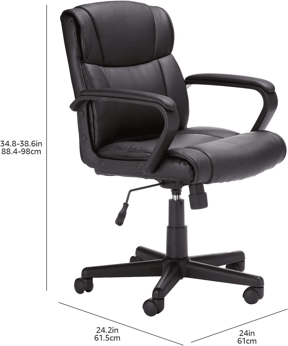 Amazon Basics Mid-Back Faux Leather Office Chair - Black image 3