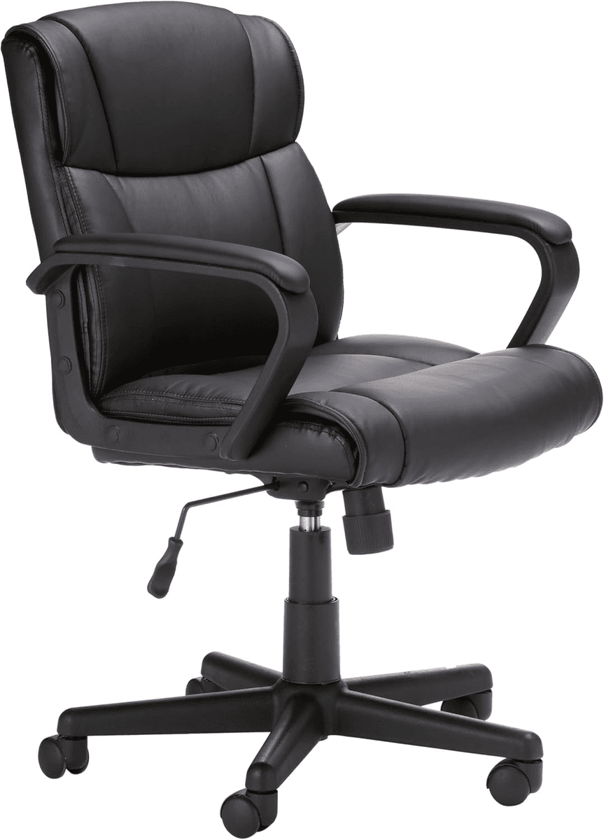 Amazon Basics Mid-Back Faux Leather Office Chair - Black