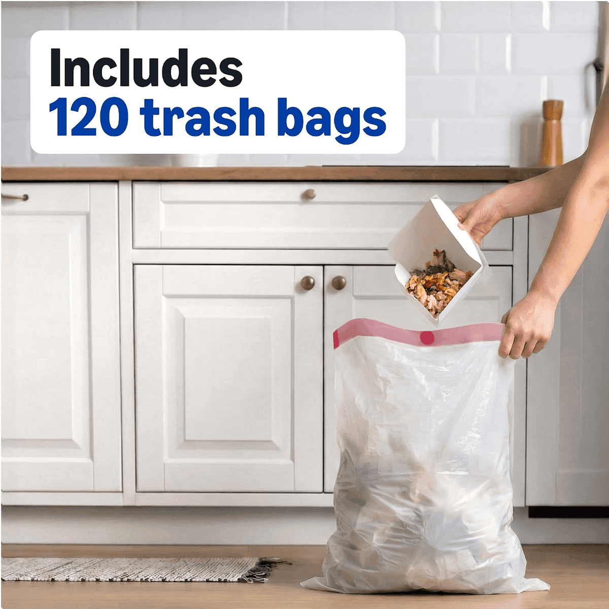 Amazon Basics 13-Gallon Drawstring Trash Bags - 120 Count image 4