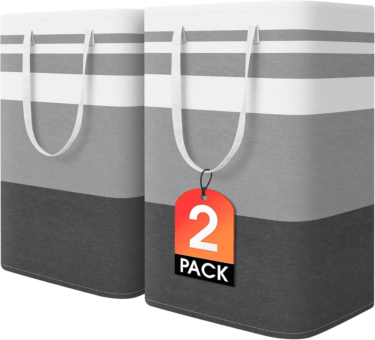 HomeHacks 75L Collapsible Laundry Hampers - Gray 2-Pack [Prime]