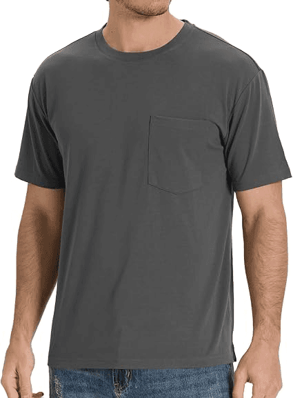 BAMBOO COOL Men's Heavyweight Pocket T-Shirt - Dark Gray, Large