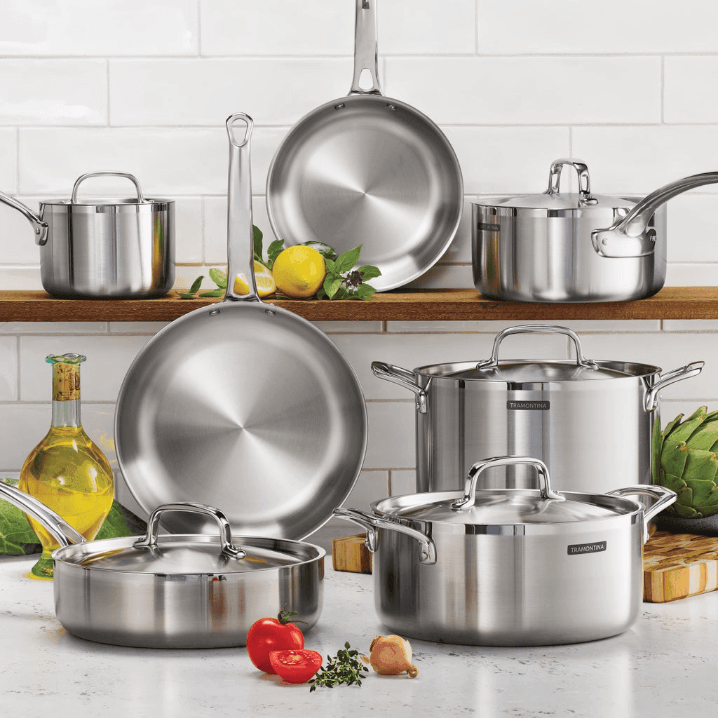 Tramontina 12-Piece Tri-Ply Clad Stainless Steel Cookware Set