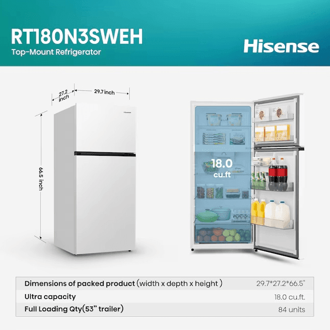 Hisense PureSpace 18.1-Cu. Ft. Counter-Depth Top-Freezer Refrigerator image 2