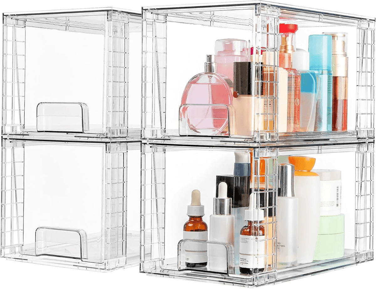 Vtopmart Clear Stackable Storage Drawers - 4 Pack