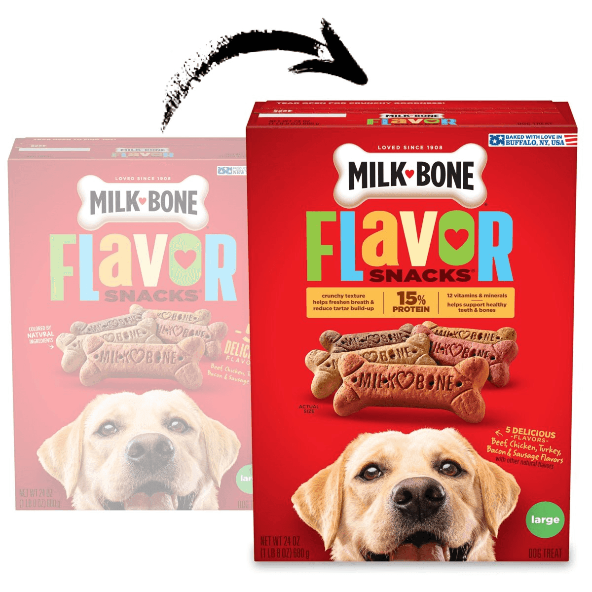 Milk-Bone Flavor Snacks Large Dog Biscuits, 24 oz Box image 2