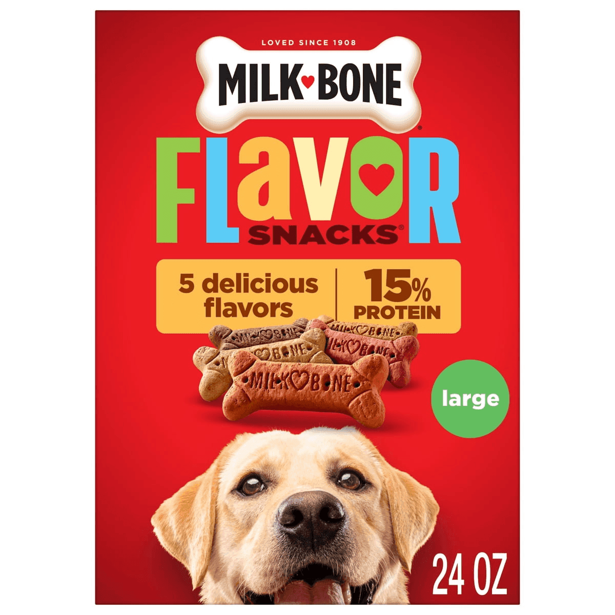 Milk-Bone Flavor Snacks Large Dog Biscuits, 24 oz Box