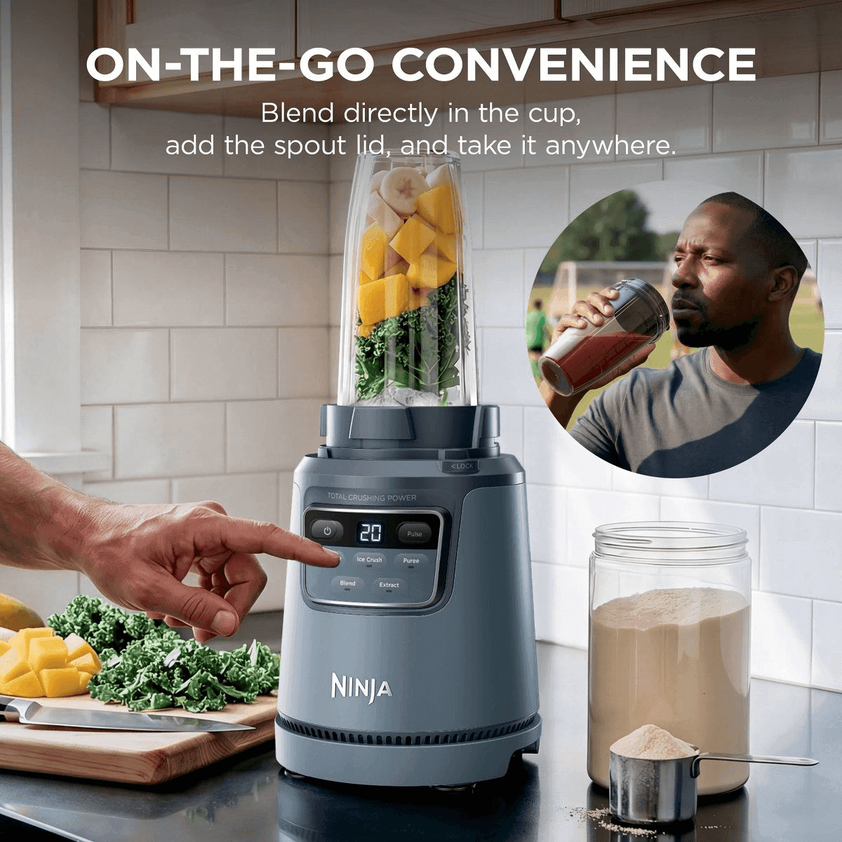 Ninja BlendPro Kitchen System 1200W Blender and Food Processor with To-Go Cup Gray BO401 image 4