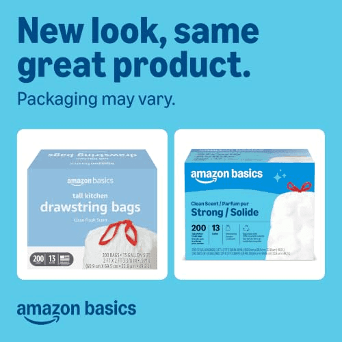 Amazon Basics 13-Gallon Scented Drawstring Trash Bags, 200 Count image 2