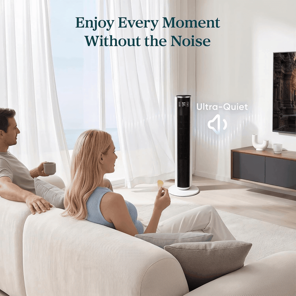 LEVOIT 36" Oscillating Tower Fan with Remote, White image 4