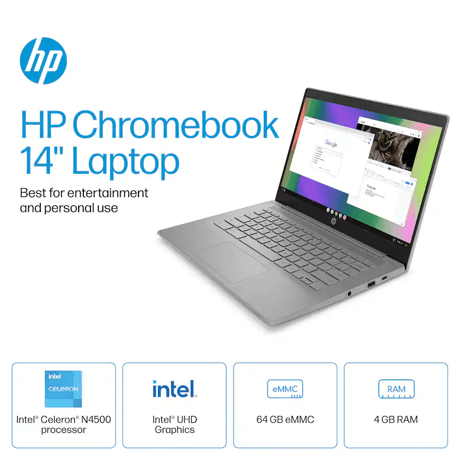 HP 14" Chromebook Celeron N4500 4GB/64GB image 2